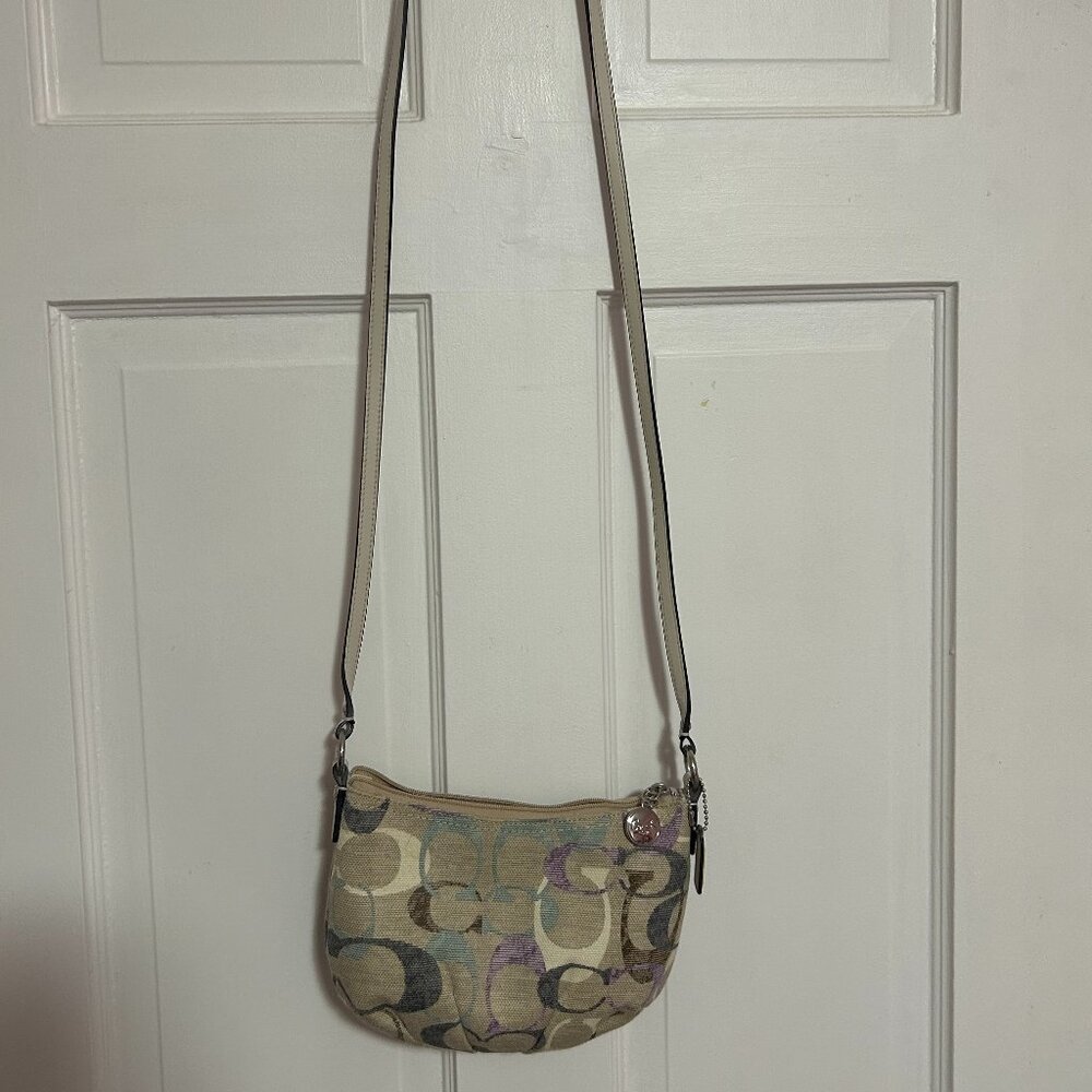 Coach Satchel Tan with Purple/Blue/White